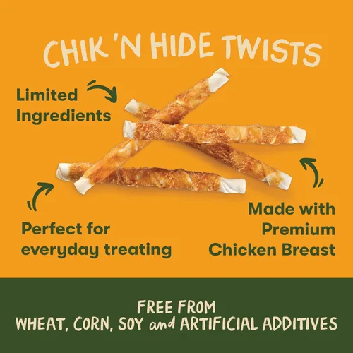 Miniatura 4 de Pet 'n Shape Chik 'n Hide Twist - Golosinas naturales envueltas en pollo para perros, grandes, 6