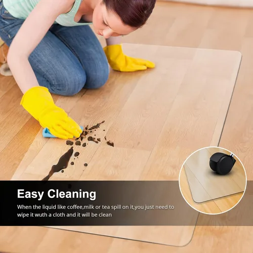 Miniatura 4 de Kuyal Tapete para silla de oficina para suelo de madera dura, 36 x 48 pulgadas rectangular transparente, tapete de escritorio grueso y duradero