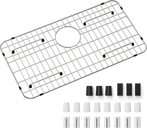 Miniatura 12 de Rejilla de fregadero de acero inoxidable y protectores para la parte inferior del fregadero de cocina, protector de fregadero de 24 x 12 pulgadas