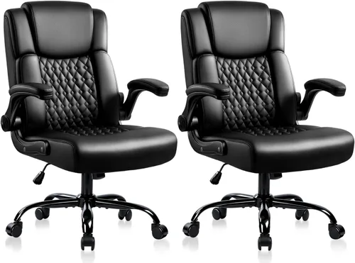 Miniatura 12 de Silla de escritorio de cuero OFIKA, silla de oficina ergonómica con soporte lumbar, silla de computadora, silla ejecutiva de cuero con reposabrazos