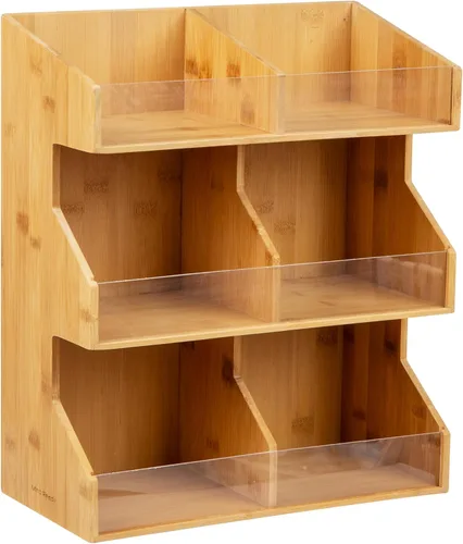 Miniatura 7 de Mind Reader Estación de condimentos de cápsulas de café, organizador de encimera, cocina, rayón de bambú, 13 pulgadas de largo x 6.25 pulgadas