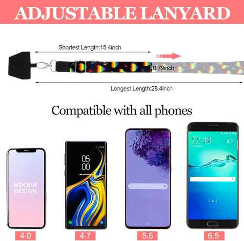 Miniatura 3 de Chinco 5 cordones cruzados para teléfono celular, correa ajustable universal para el cuello y parches para teléfono compatibles con la mayoría
