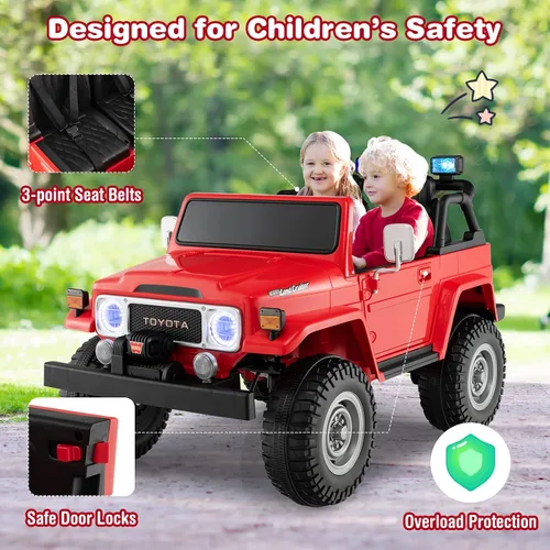 Miniatura 3 de Costzon Auto de 2 plazas, camión Toyota FJ40 con licencia de 12 V con control remoto de 2.4 G, suspensión de resorte, caja de almacenamiento, luces