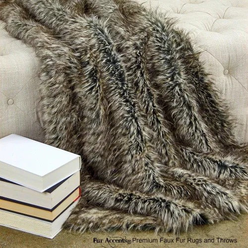 Miniatura 7 de Fur Accents Manta suntuosa de piel sintética de lujo, calidad de diseñador fabricada en Estados Unidos, Winter Fox