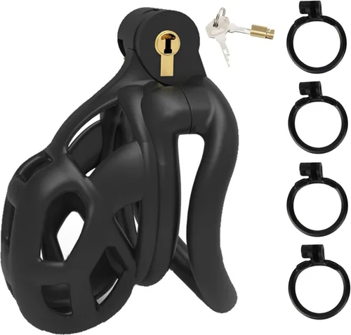 Miniatura 7 de Chastity Cage - Jaula de castidad para adultos, juguetes sexuales para adultos con 5 anillos activos, dispositivos de castidad para pene