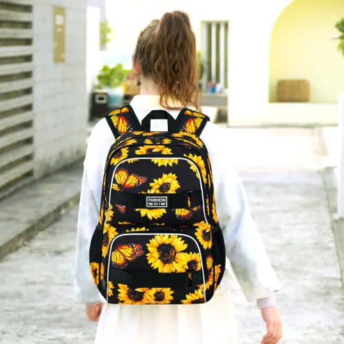 Miniatura 34 de Mochila para laptop, 16 pulgadas, bolsa escolar y bolsa de almuerzo, mochilas resistentes al agua para adolescentes, niñas, mujeres, estudiantes
