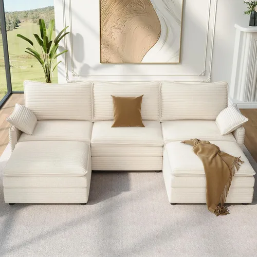 Miniatura 15 de Vesgantti 2 Piece Loveseat & 3 Seater Sofa Set, Modular Cloud Couch, Beige