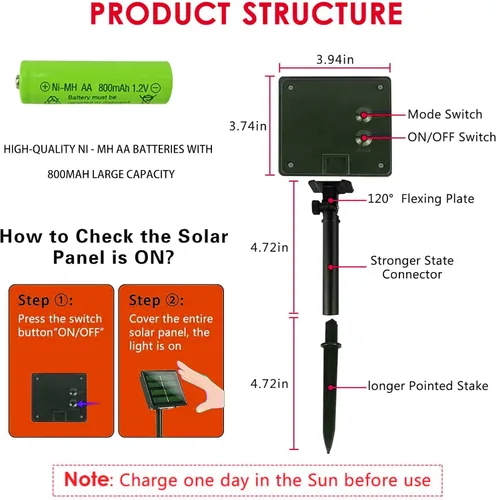 Miniatura 4 de Dazzle Bright Paquete de 2 tiras de luces solares para exteriores, total de 80 pies, 240 luces LED solares impermeables, 8 modos, luces de alambre