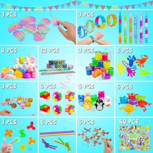 Miniatura 4 de DQstar Juguete de recuerdos de fiesta para niños de 4 a 8 a 12 años, premios de caja del tesoro para aula, bolsas de regalo, juguetes de caja