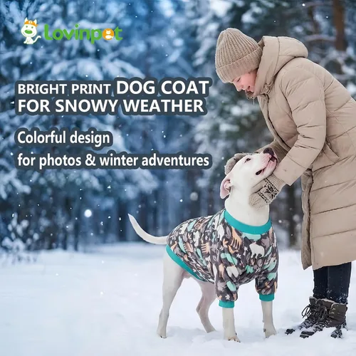 Miniatura 4 de LovinPet Suéter de bulldog francés para perros, ropa ligera de invierno de franela para perro, tela agradable a la piel, estampado de hipopótamos