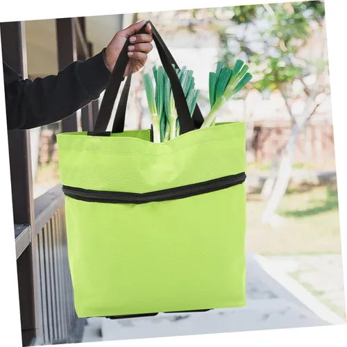 Miniatura 8 de Bolsa de lavandería plegable con ruedas grandes reutilizables para necesidades diarias Versátil Verde