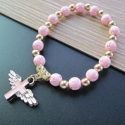 Miniatura 3 de WE 12 pulseras de cruz de ala de ángel para niña, recuerdo de bautizo/recuerdo de bautizo