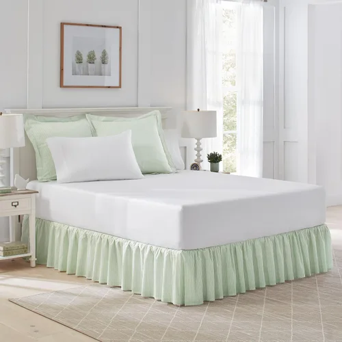Miniatura 7 de Laura Ashley - Falda de cama individual, tela 100% algodón con una construcción suave y ligera, longitud de caída de 14.5 pulgadas, diseño de ropa
