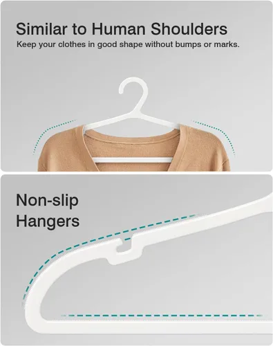 Miniatura 4 de ABHENG Paquete de 30 perchas de ropa, perchas de plástico antideslizantes, perchas que ahorran espacio, resistentes, para colgar ropa seca y húmeda