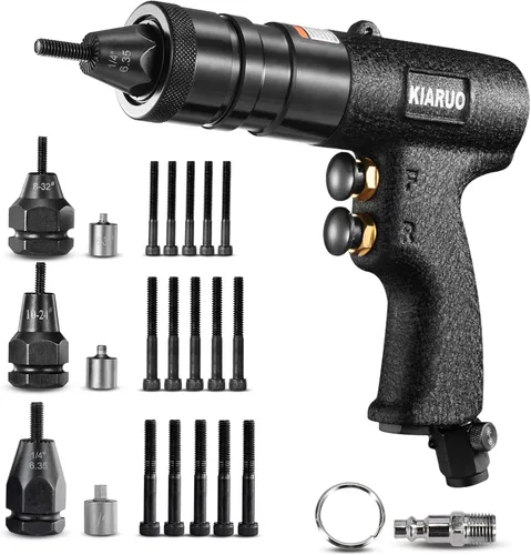 Pistola Neumática para Tuercas Remachables 8-32,10-24,1/4-20 con Mandriles de Repuesto, Pistola de Remachadora de Tuerca de Grado Industrial 1500