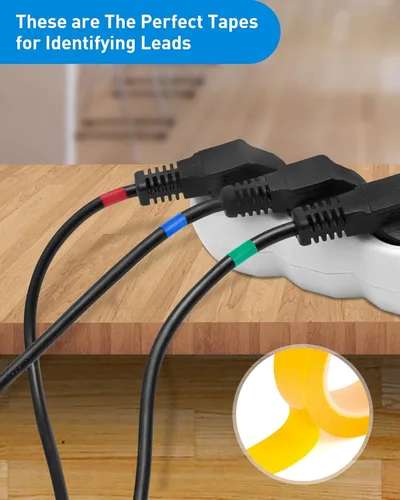 Miniatura 2 de Cinta eléctrica, 8 rollos, 4 colores azul, verde, rojo, amarillo, adecuado para reparación profesional de electricistas, electrodomésticos, equipos