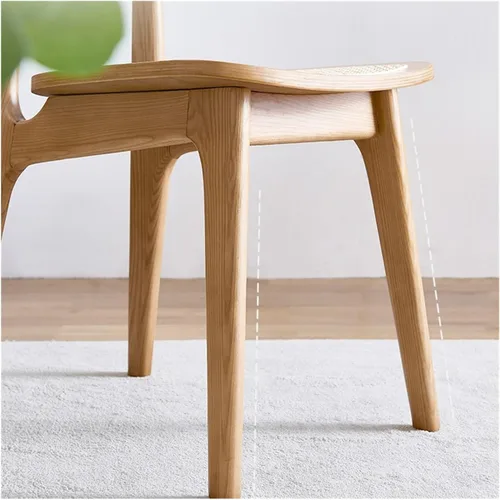 Miniatura 7 de sillas de comedor Silla de comedor de madera maciza para el hogar Simple Rattan Respaldo Taburete Hotel Maquillaje de madera Cocina moderna