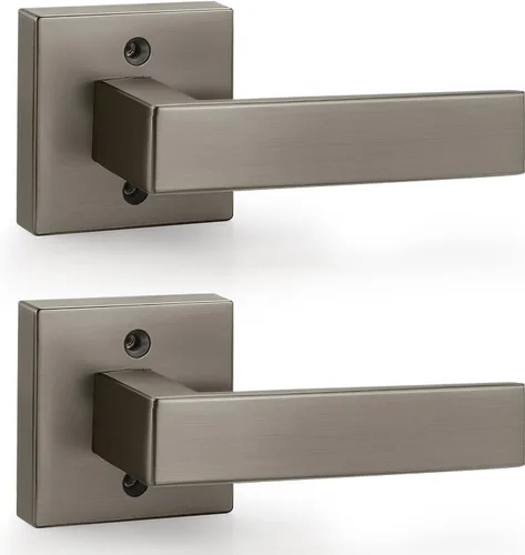 Miniatura 56 de Probrico Paquete de 4 manijas de puerta simuladas en negro mate, manijas interiores que no giran, manijas reversibles resistentes para interiores