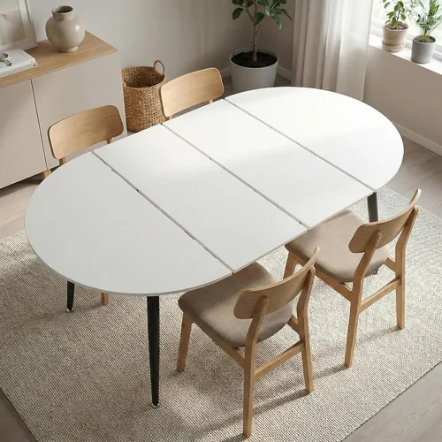 Miniatura 12 de Mesa de comedor redonda extensible de 70 pulgadas para 4 y 6 pulgadas, moderna mesa de comedor ovalada, mesa de comedor grande expandible
