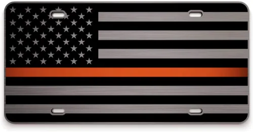 Miniatura 7 de JASS GRAPHIX Placa de matrícula personalizada con la bandera estadounidense de línea amarilla, homenaje personalizado a despachadores y operadores