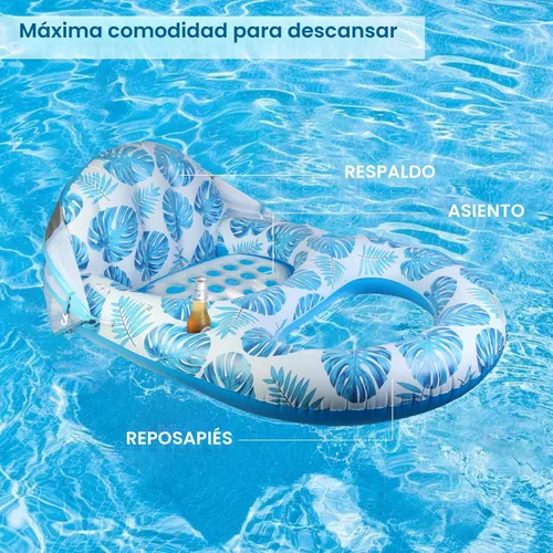 Miniatura 7 de COOLCOOLDEE Flotador de Piscina con Toldo UPF50+, Flotadores de Piscina Extra Grandes para Adultos de Alta Resistencia, Flotador Inflable