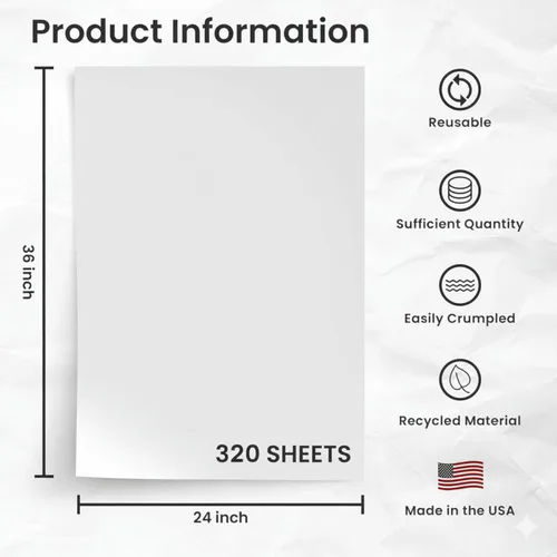 Miniatura 2 de Bryco Goods Hojas de papel de embalaje de papel de periódico de 24 x 36 pulgadas para mudanzas, 320 hojas, 20 libras, fabricadas en Estados Unidos