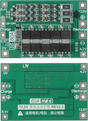 Miniatura 2 de 2PCS 3S 60A 12.6V 18650 Cargador PCB BMS Placa de protección de batería de litio de iones de litio Módulo de carga de equilibrio para motor