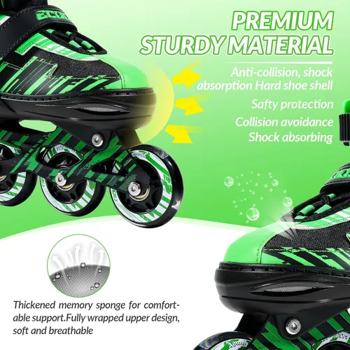 Miniatura 4 de Patines en línea ajustables para niños y niñas de 5-8 y 8-12 años con ruedas iluminadas, patines para niños de 4-12 años, patines para adolescentes