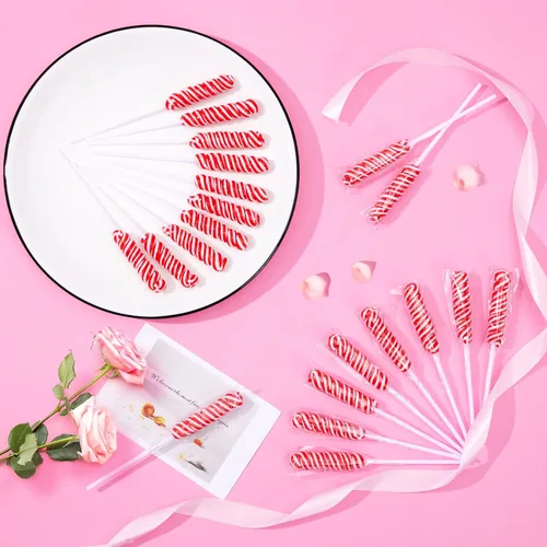 Miniatura 7 de Paletas para el día de San Valentín, paletas rojas trenzadas envueltas individualmente a granel, con temática de San Valentín para recuerdos