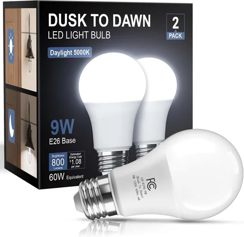 Miniatura 11 de TJOY Bombillas LED A19 con sensor de luz para exteriores, bombilla LED A19, bombilla de fotocélula automática de encendido/apagado para iluminación