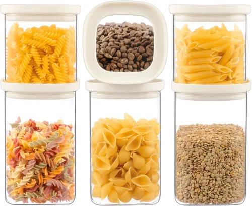 Miniatura 9 de Urban Green Tarro de almacenamiento de alimentos de vidrio con tapa de vidrio, juego de recipientes de alimentos con tapas herméticas, tarro