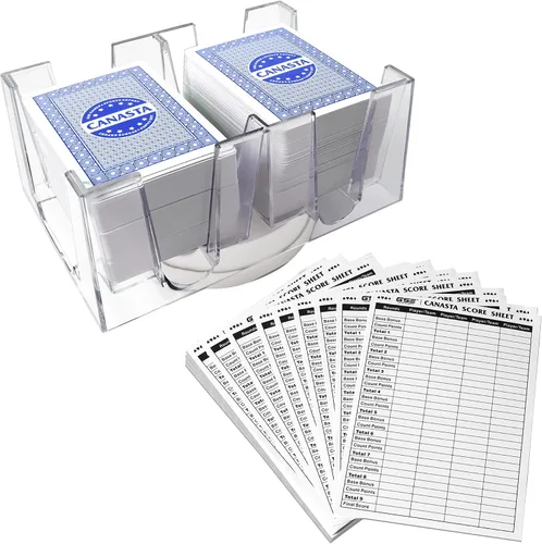 GSE Games & Sports Expert Juego de cartas Canasta, incluye 6 cartas de juego Canasta con valores de puntos, una bandeja de cartas giratoria y 100