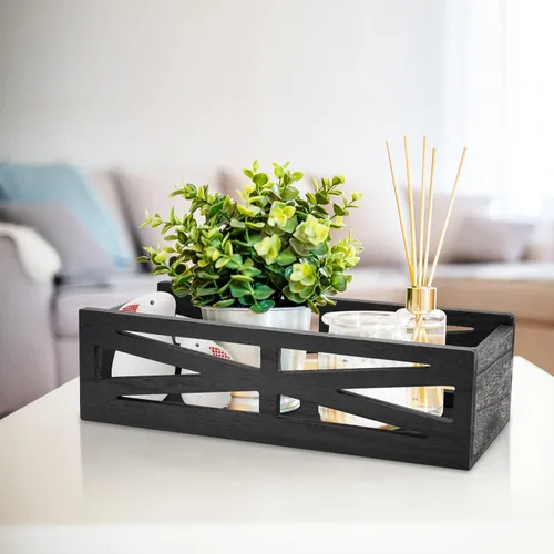 Miniatura 6 de Caja de decoración de baño de madera, soporte rústico para tanque de inodoro, organizador de papel higiénico de granja, caja de almacenamiento Negro