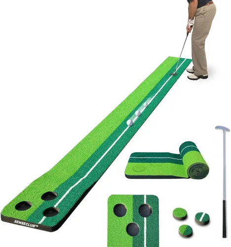 Miniatura 9 de SENSECLUB Verde de Golf Interior Plegable, Juego de Alfombra de Golf, Regalos de Golf para Hombres con Sistema de Recolección de Bolas