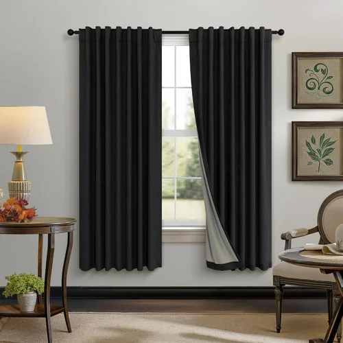 Miniatura 48 de Pitalk Cortinas cortas 100% opacas de lino para cafetería, 40 pulgadas de largo, 2 paneles, cortinas de puerta francesa para ventana, cortina