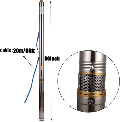 Miniatura 5 de Bomba de pozo profundo de 2.5 "Bomba sumergible de pozo profundo de 0.75 Hp Bomba de pozo profundo monofásica Bomba de pozo sumergible eléctrica