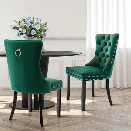 Miniatura 7 de SoarFlash Juego de 4 Sillas de Comedor de Terciopelo, Silla Lateral de Respaldo Alto, Silla Lateral Tapizada Moderna de Alta Gama con Capitoné