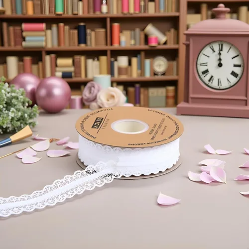 Miniatura 4 de Cinta de encaje blanco crema de 1.2 pulgadas de ancho x 50 yardas de tela de encaje con patrón vintage, perfecta para envolver regalos