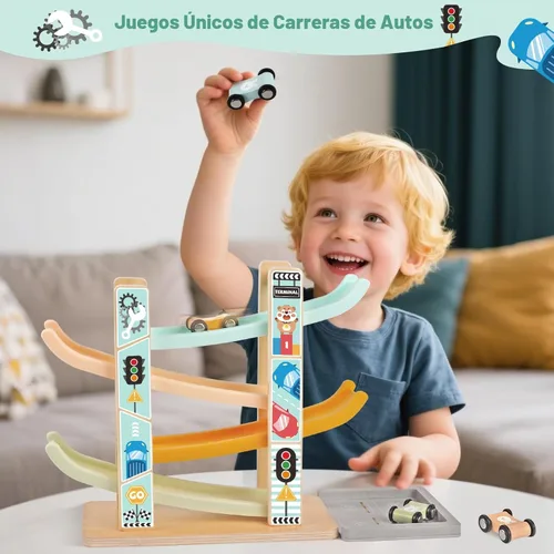 Miniatura 4 de Juguetes de madera Montessori para niños pequeños de 1 a 3 años, juguete de martillado y golpeo para bebés con xilófono y juego de pesca, pista