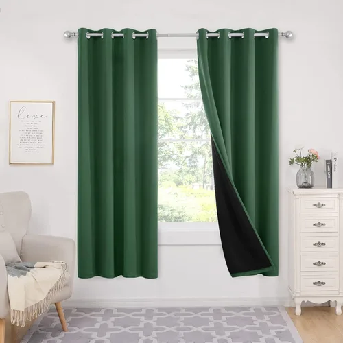 Miniatura 74 de Deconovo Cortinas 100% opacas, cortinas de ventana con aislamiento térmico, paneles reductores de ruido, cortinas de forro negro, con ojales