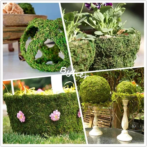 Miniatura 5 de Tapete de musgo seco para bodas, fiestas de cumpleaños, decoración de jardín de hadas, verde oscuro (verde, 14 x 9 pulgadas)