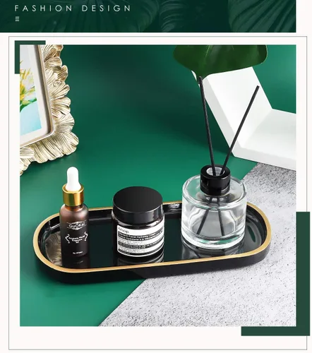 Miniatura 2 de Emibele Organizador de joyas, bandeja ovalada de resina, bandeja de tocador de baño, cocina, tocador, bandeja de joyería, soporte para anillos
