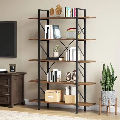 Miniatura 9 de YITAHOME Estantería dorada de 5 niveles, estantería ancha y moderna de 70.9 pulgadas de alto, estantes de almacenamiento abiertos en sala de Dorado