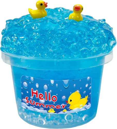Encantador limo azul crujiente con cuentas de pecera, súper suave y antiadherente, ideal para regalos de cumpleaños para niñas y niños, regalos de 1