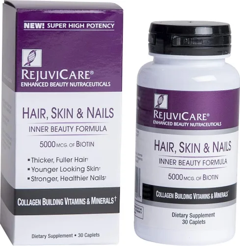 Rejuvicare Fórmula de belleza para el cabello, la piel y las uñas con biotina, colágeno para construir vitaminas y minerales, 30 porciones