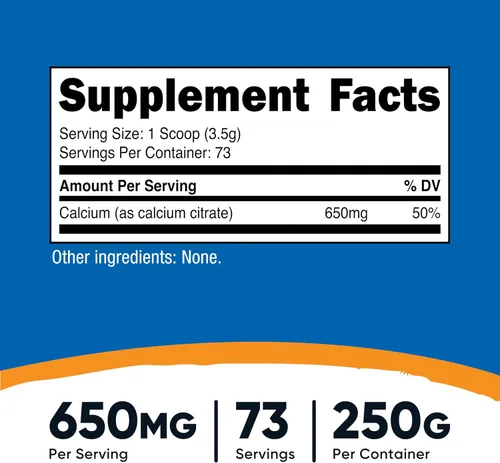 Miniatura 2 de Nutricost Citrato de calcio en polvo (8.82 oz) sin sabor