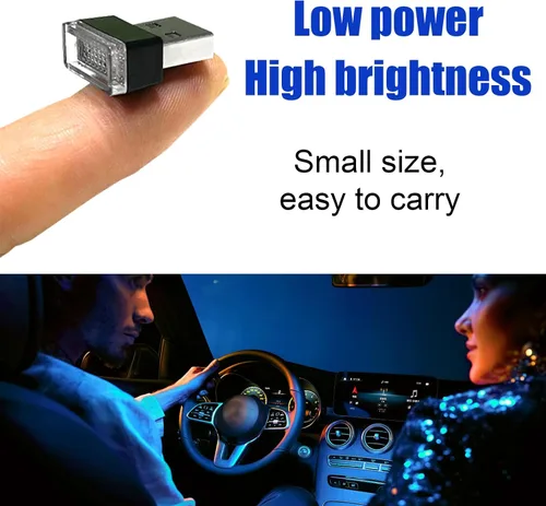 Miniatura 6 de 4 PCS Lámpara de Atmósfera Interior de Coche LED USB, Mini Luz Nocturna LED Portátil, Kit de Iluminación Ambiental de Maletero con Interfaz USB