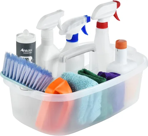 Haundry Organizador grande de limpieza con asa, organizador de cesta de almacenamiento de herramientas de limpieza, organizador de cubo resistente,