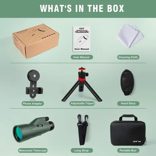 Miniatura 6 de Telescopio monocular de 12 x 56 pulgadas de alta potencia para adultos Viene con adaptador para smartphone, trípode, bolsa de viaje Para
