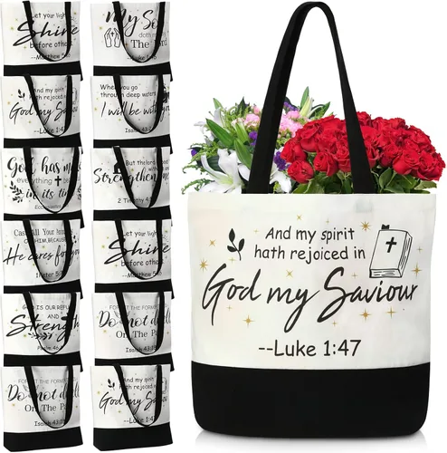 20 bolsas de lona reutilizables para regalo cristiano de la Biblia para mujeres, bolsa de lona reutilizable para regalo de San Valentín (clásico)